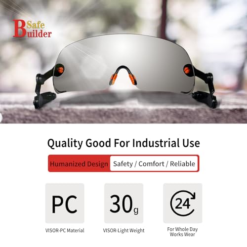 SAFEBUILDER Safety Visor Hard Hat Accessories for CR06& CR08 (Build in -Clear Visor) - Image 3