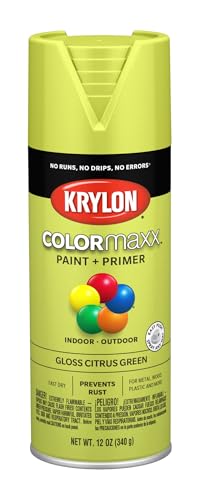 Krylon K05512007 COLORmaxx Spray Paint and Primer for Indoor/Outdoor Use, Gloss Citrus Green, 12 Ounce (Pack of 1) - Image 1