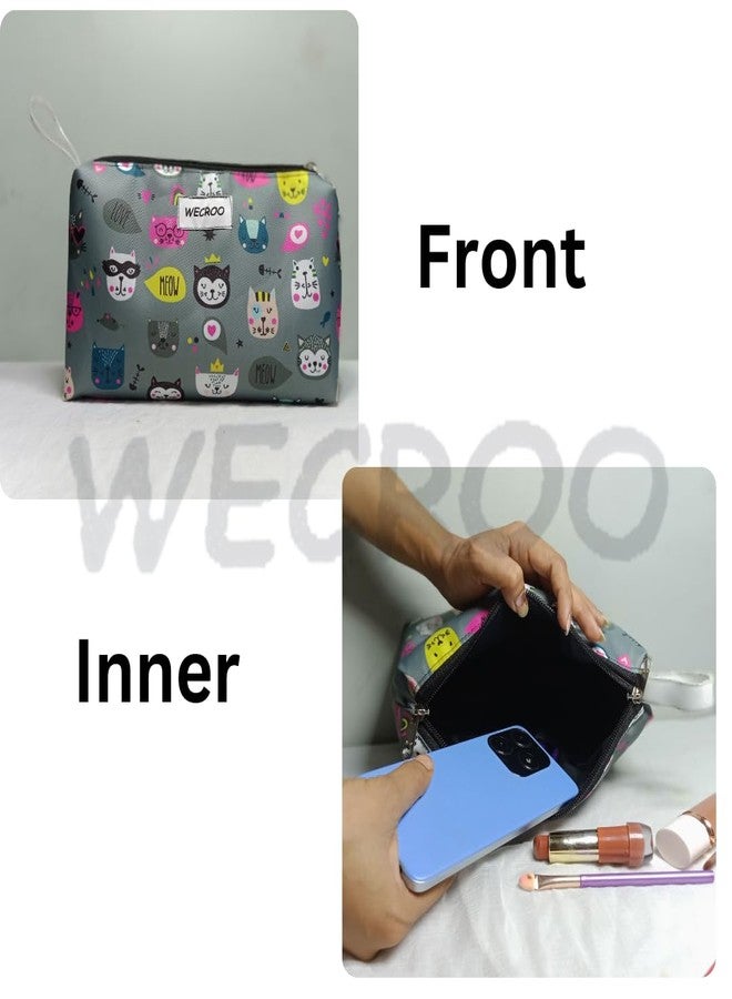 WECROO Casual School Collage Backpack Waterproof With lunch Bag And matching Small Pouch set Stylish Trendy College, School & Casual Daypacks Bag For Girls Women (Grey kitty) - Image 5