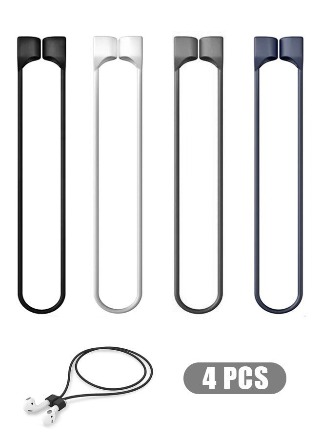 4 Pcs AirPods Strap 55cm, Soft Silicone Anti Lost Cord Silicone Sports Lanyard and Ear Hook, Sports Lanyard and Ear Hook for Wireless Bluetooth Earphone (Colorful) - Image 1