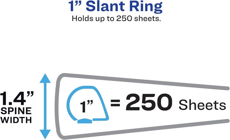 AVERY Heavy-Duty View 3 Ring Binder, 1" One Touch Slant Rings, Holds 8.5" x 11" Paper, 1 Light Blue Binder (05301) - Image 2
