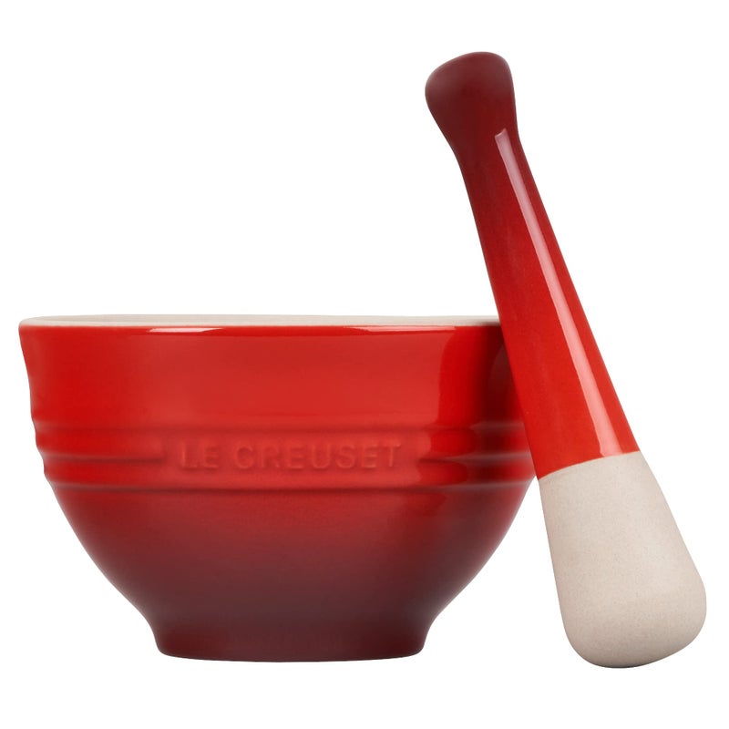 Le Creuset Stoneware Mortar and Pestle Set, 10 oz., Cerise - Image 2