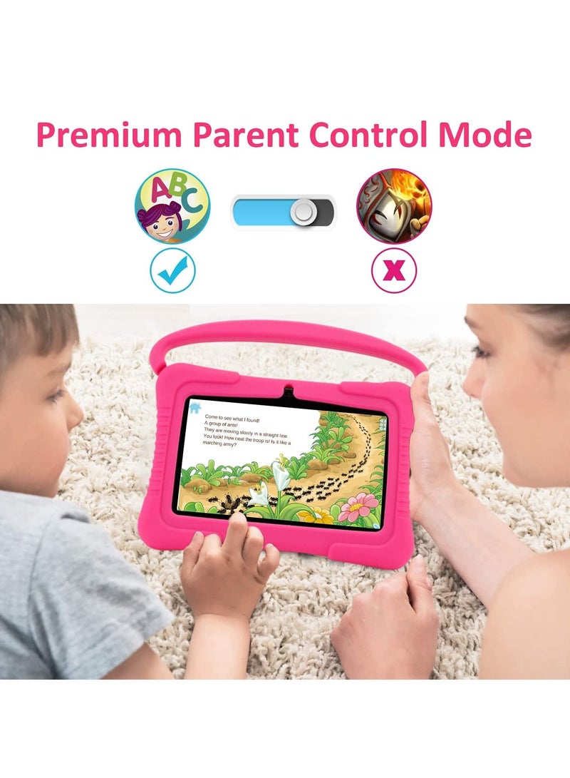 7-Inch Android Kids Tablet PC for Study Education, 1G RAM 16G ROM WiFi 1024*600 Children Tablets with Silicone Tablet Case (Pink)  - Image 2
