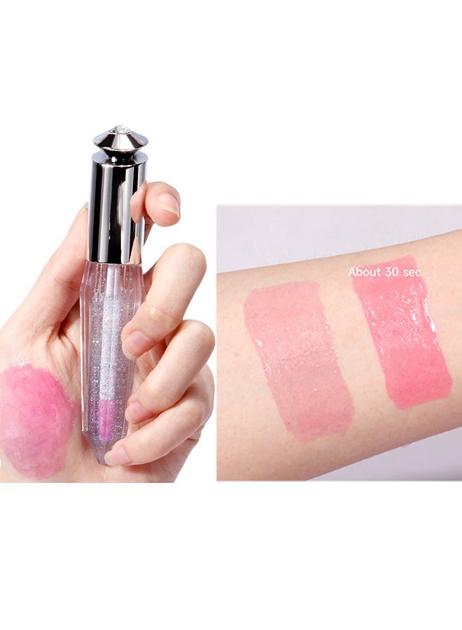 بوداير "Stardust Corlor Changing Lip Glaze ، أحمر الشفاه السائل طويل الأمد لتغيير درجة حرارة الترطيب مع حمض الهيالورونيك الخفيف عالي اللمعان لترطيب ممتلئ غير لزج بريق وميض  " - Image 2