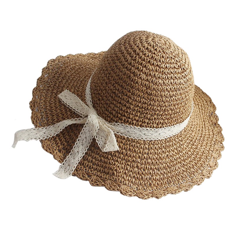 2pcs Light Bowknot Design Hat Sun Hat Wide Brimmed Visor Foldable Beach for Outdoor Decoration (Size , 56-58cm) - Image 5
