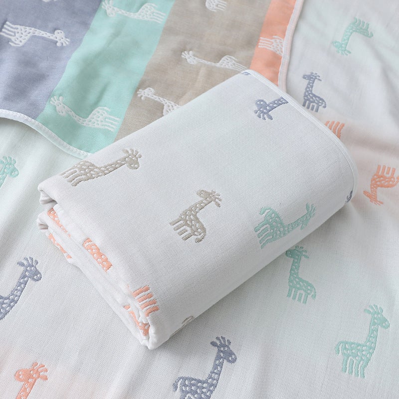 6-Layer Gauze Baby Bath Towel Jacquard Blanket for Newborns - Summer Soft Cotton Swaddle