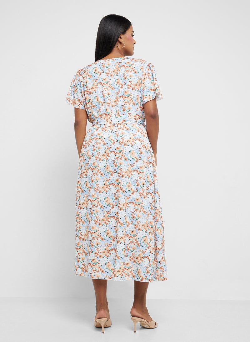 Ginger Plus V Neck Floral A Line Dress  - Image 2