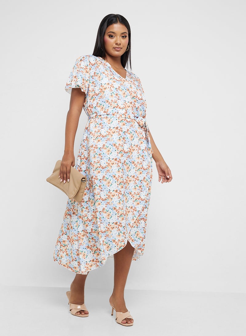 Ginger Plus V Neck Floral A Line Dress  - Image 4