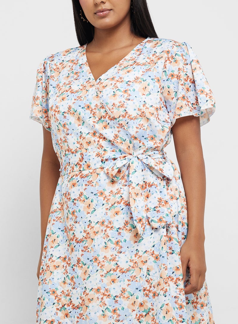 Ginger Plus V Neck Floral A Line Dress  - Image 3