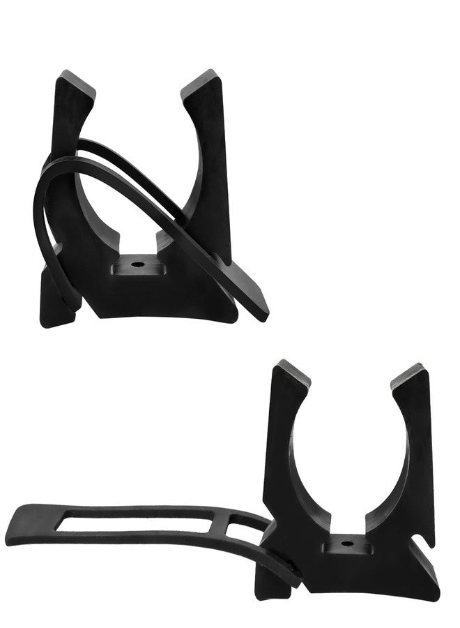 Hasanbar Black Rubber Spring Clamp Oar & Pole Holders with Rubber Strap, Marine Spring Clips Quick Release Boat Hook Holders Set for Gaff, Anchor, Oar, Paddle, Push Pole, Pack of 2 - Image 1
