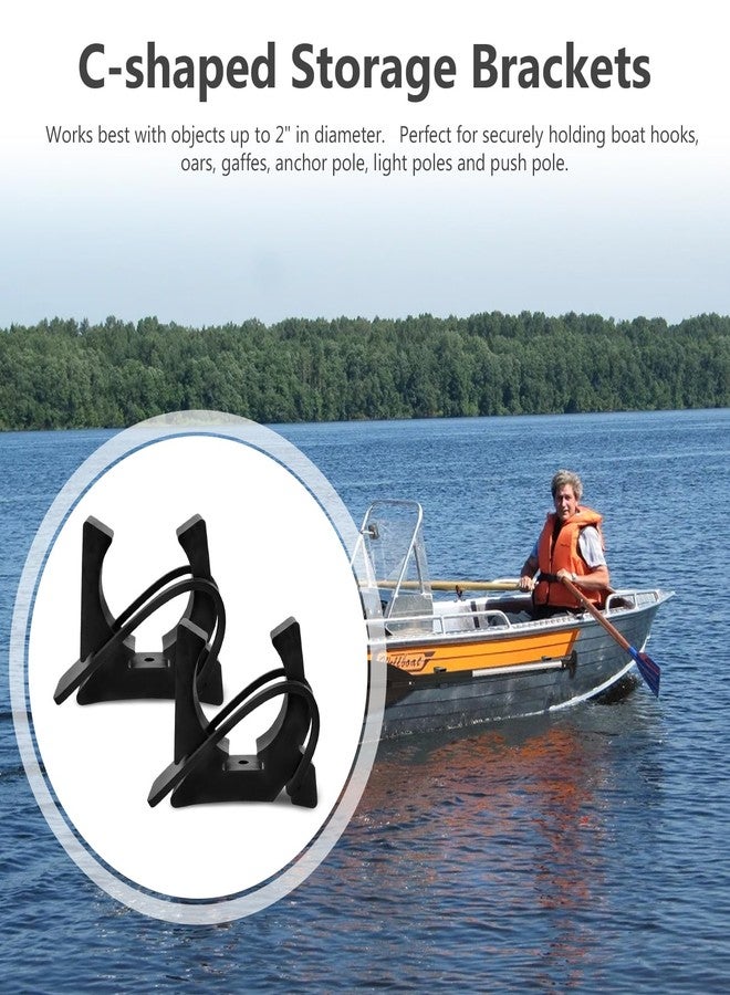 Hasanbar Black Rubber Spring Clamp Oar & Pole Holders with Rubber Strap, Marine Spring Clips Quick Release Boat Hook Holders Set for Gaff, Anchor, Oar, Paddle, Push Pole, Pack of 2 - Image 2