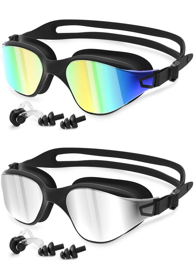 MOXTOYU Swimming Goggles 2 Pack, Professional Anti Fog No Leaking UV Protection Wide View Swim Goggles for Women Men Adult Youth - Image 1