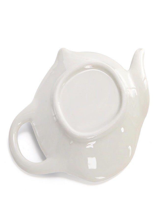 Elsjoy Set of 8 Teapot Shaped Teabag Holders for Used Tea Bag, Ceramic Tea Bag Coaster Porcelain Floral Tea Bag Dish Saucer, Vintage Teaspoon Rest for Tea Party - Image 5