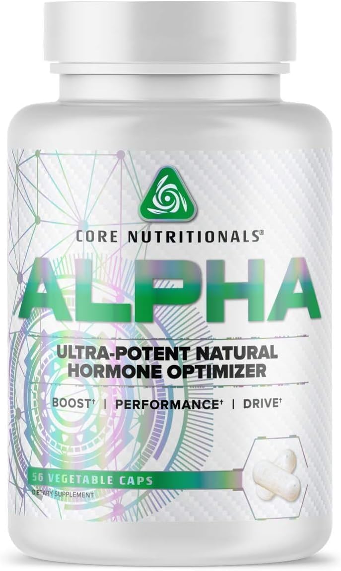 Core Nutritionals Alpha Platinum UltraPotent Natural Hormone Optimizer Anabolic Testosterone Booster and Estrogen Blocker 56 Capsules - Image 1