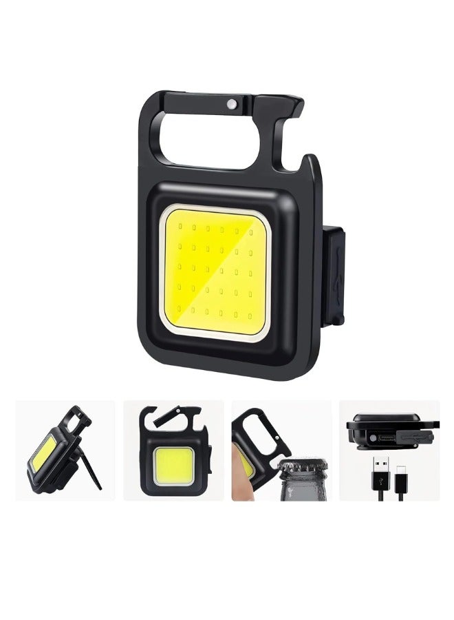 PROTON Mini Flashlight 800 Lumens Cob Bright Rechargeable Keychain Flashlights 4 Light Modes Portable Pocket Light With Folding Bracket Bottle Opener And Magnet Base For Camping Fishing Walking - Image 1
