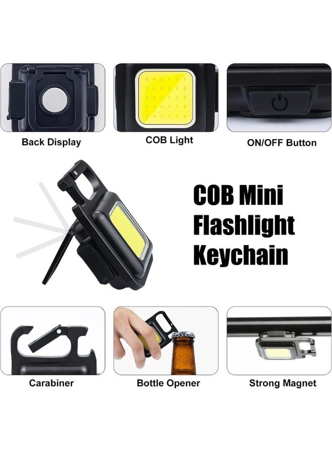 PROTON Mini Flashlight 800 Lumens Cob Bright Rechargeable Keychain Flashlights 4 Light Modes Portable Pocket Light With Folding Bracket Bottle Opener And Magnet Base For Camping Fishing Walking - Image 2