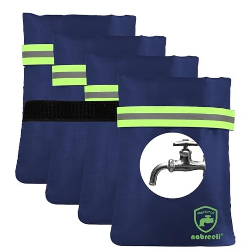nabreeli Outdoor Faucet Covers for winter: 4 Pack Freeze Protection Hose Bib Insulation Cover 8.5″x5.9″x1.9″ Frost Free Outside Spigot Cover Bags Insulated Covers with Reflective Strips(blue) - Image 1