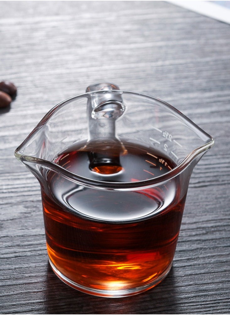 Glass Double Spouts Measuring Coffee Cup 70ml Clear Espresso Cups With Handle V-Shaped Mouth Espresso Accessories Milk Cup
