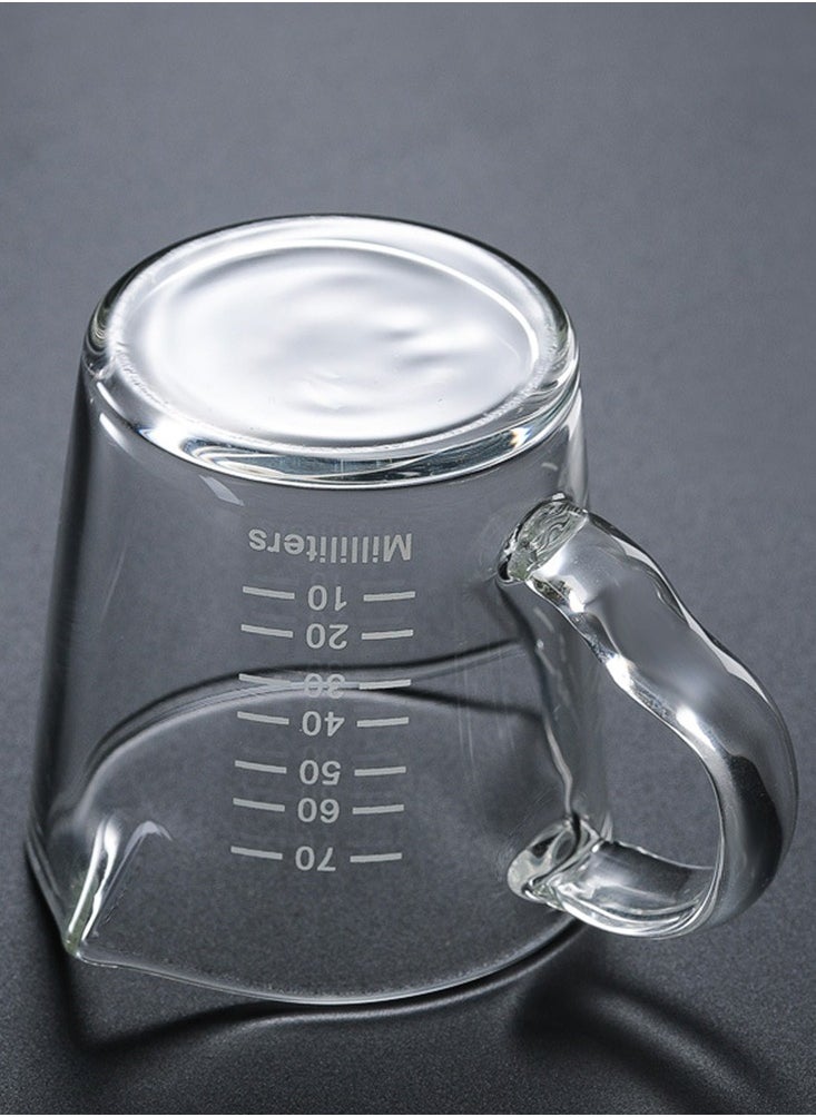 Glass Double Spouts Measuring Coffee Cup 70ml Clear Espresso Cups With Handle V-Shaped Mouth Espresso Accessories Milk Cup