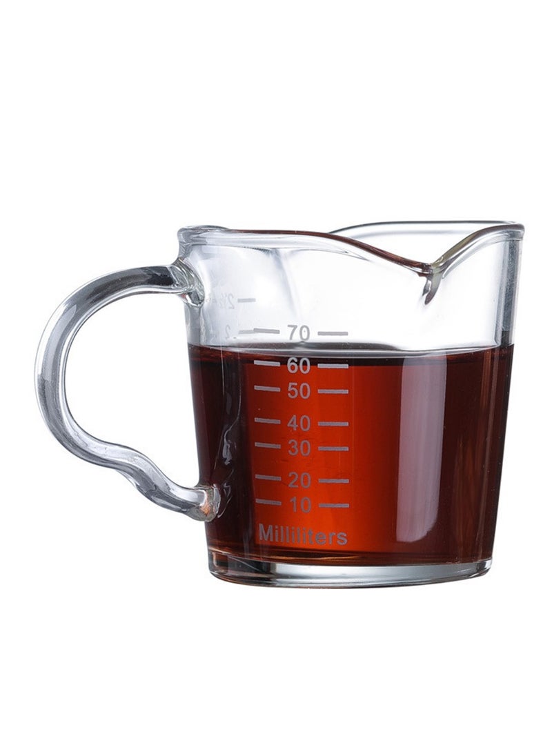 Glass Double Spouts Measuring Coffee Cup 70ml Clear Espresso Cups With Handle V-Shaped Mouth Espresso Accessories Milk Cup