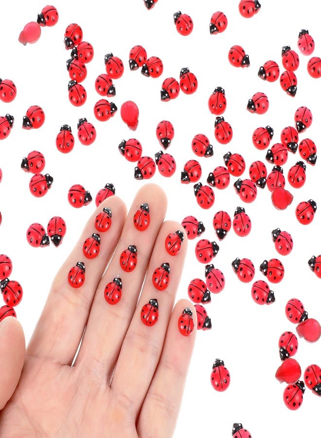 HaiFafafaing 150 PCS Mini Resin Ladybug Decor, Tiny Ladybug Miniature Figurines, Mini Resin Figures S for Fairy Garden Micro Landscape Decor Cake Topperr, Gifts for Birthday, Christmas, Party - Image 1