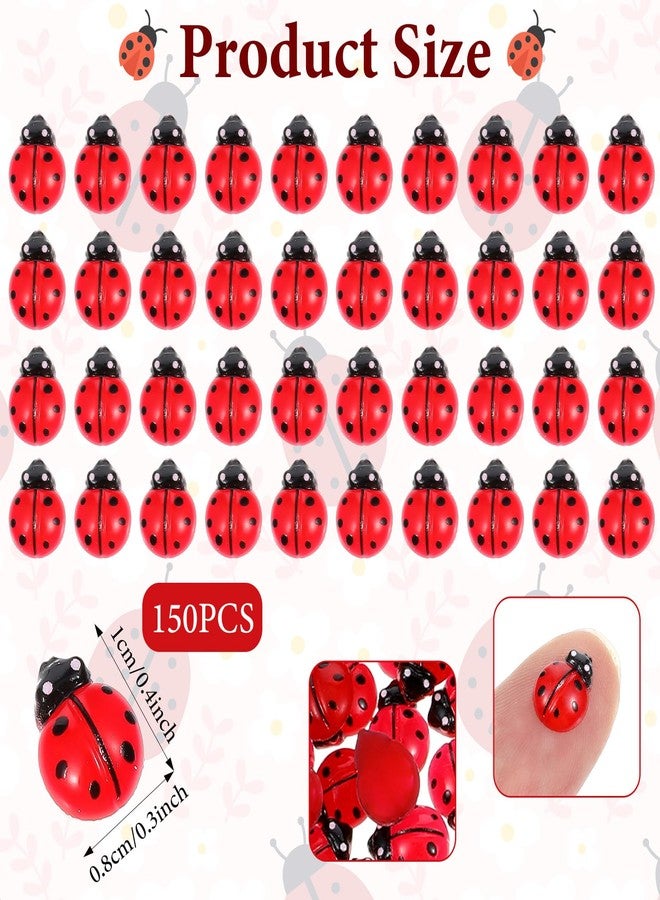 HaiFafafaing 150 PCS Mini Resin Ladybug Decor, Tiny Ladybug Miniature Figurines, Mini Resin Figures S for Fairy Garden Micro Landscape Decor Cake Topperr, Gifts for Birthday, Christmas, Party - Image 2