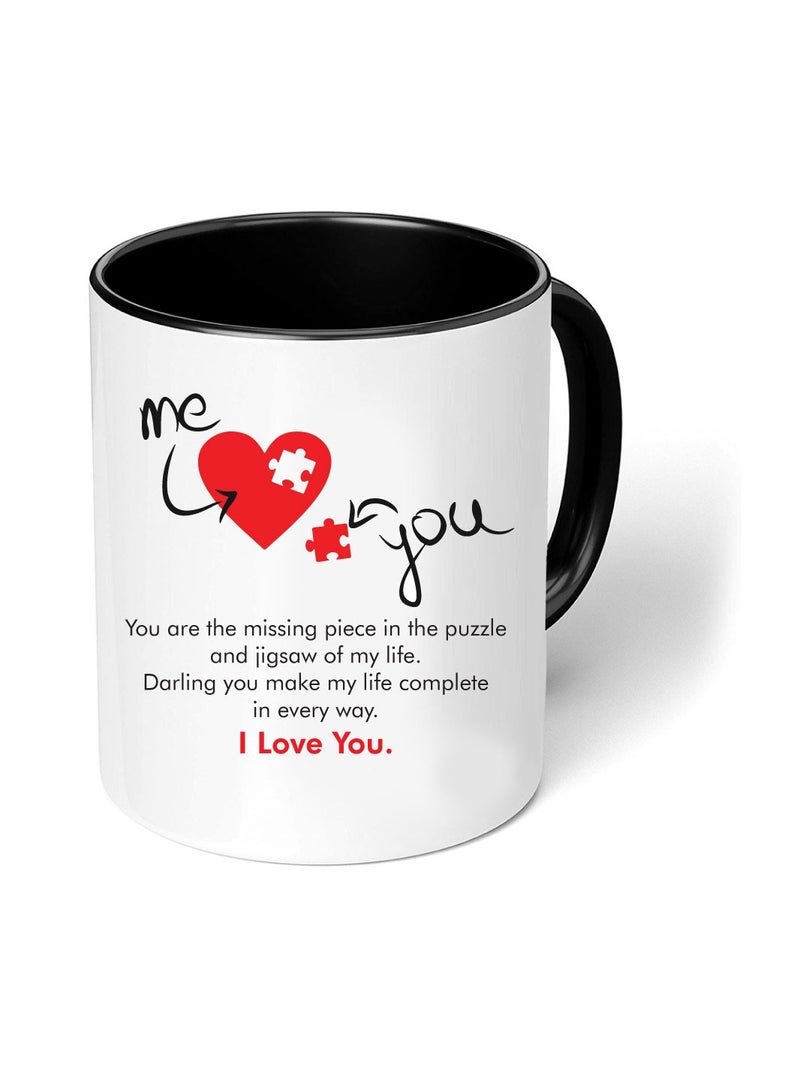 PRINTSHOP4ME Happy Valentine Day with a Black Two-Tone Coffee Mug - Perfect for Couples - Gift for Your Loved One - Gifts for Him Husband - Dad - Boyfriend on Valentines Day  - Image 1