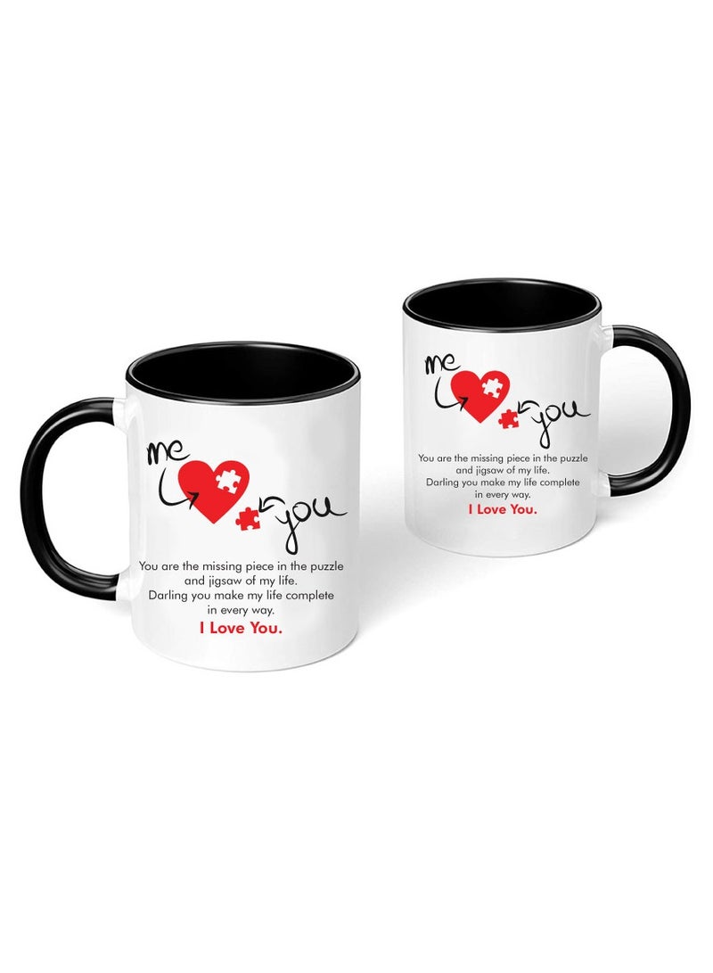 PRINTSHOP4ME Happy Valentine Day with a Black Two-Tone Coffee Mug - Perfect for Couples - Gift for Your Loved One - Gifts for Him Husband - Dad - Boyfriend on Valentines Day  - Image 2