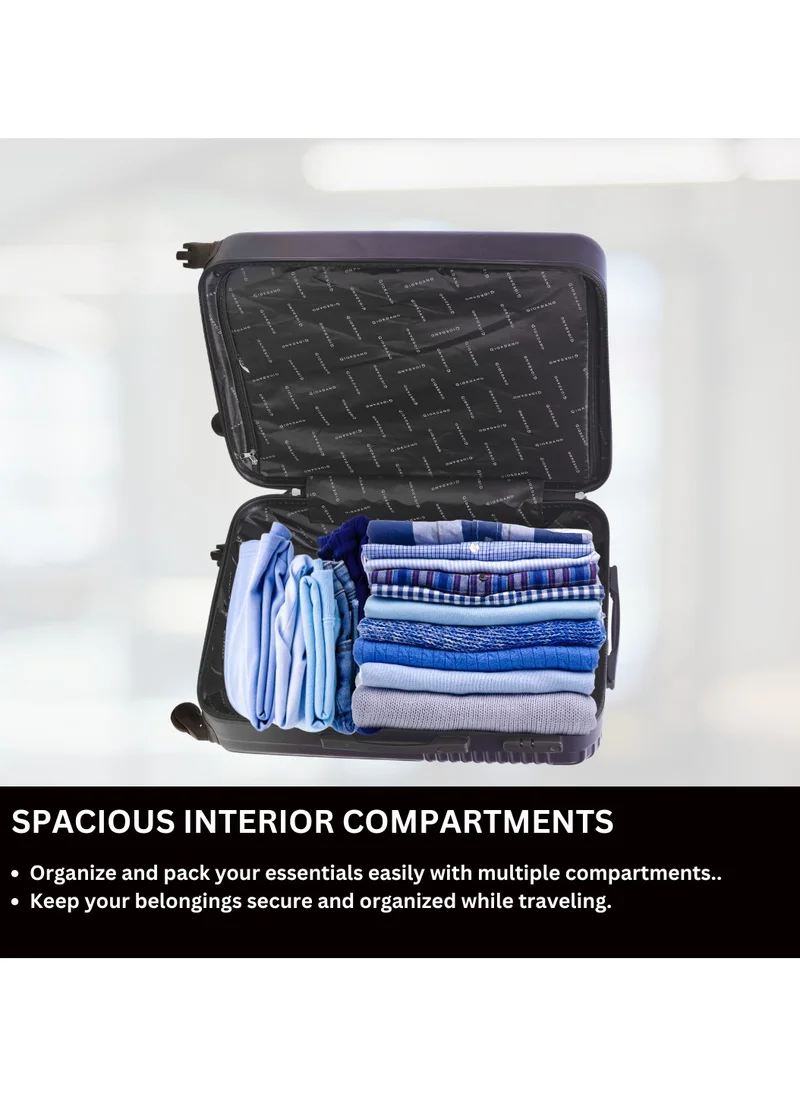 جيوردانو GIORDANO Logo Series Check-In Medium Suitcase Navy Blue, ABS Hard Shell Lightweight Durable 4 Wheels Luggage Trolley Bag 24" With Secure 3 Digit Number Lock.