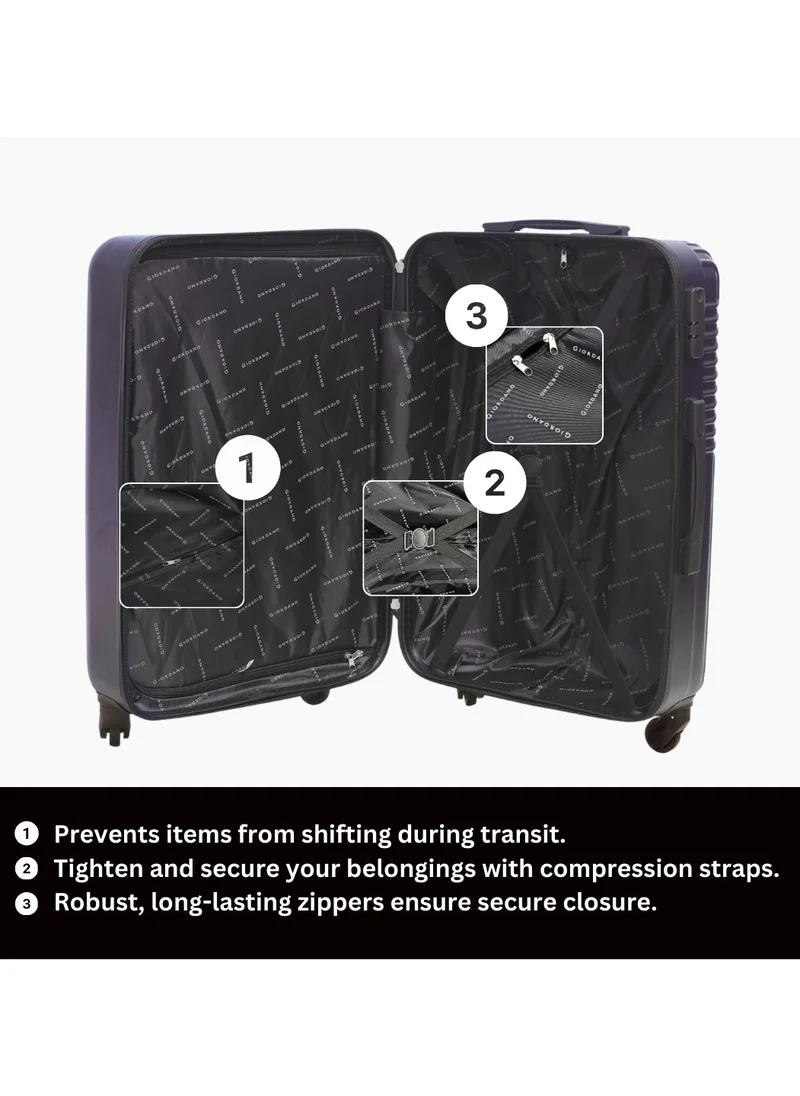 جيوردانو GIORDANO Logo Series Check-In Medium Suitcase Navy Blue, ABS Hard Shell Lightweight Durable 4 Wheels Luggage Trolley Bag 24" With Secure 3 Digit Number Lock.