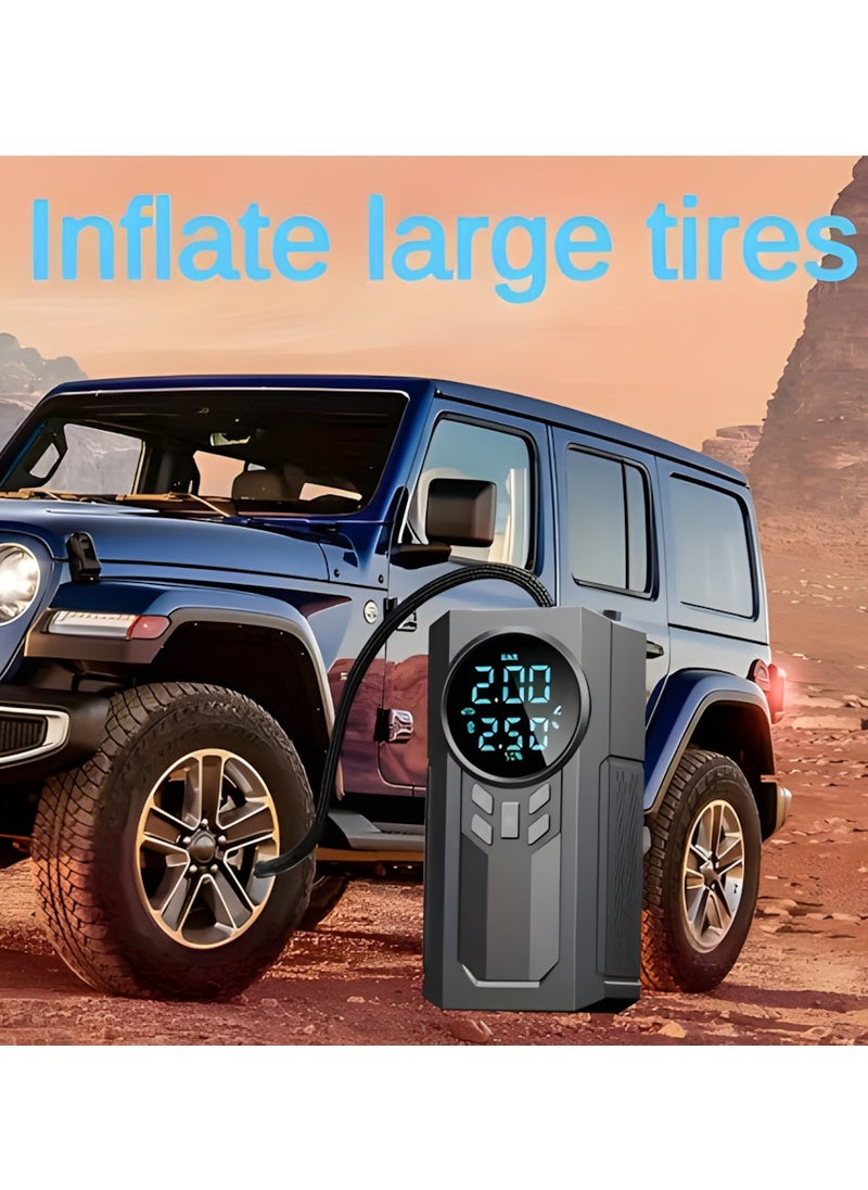1000A 12V الطوارئ كاتب ، مضخة الهواء في الإطارات ، ضاغط الهواء من السهل تضخيم الإطارات ، أدى عرض الشاشة ، مع الشعلة الكهربائية ، وإمدادات الطاقة المتنقلة ، سعة تخزين كبيرة