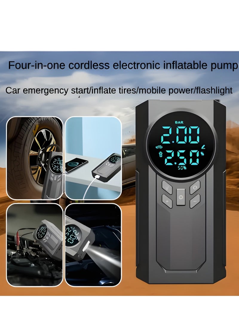 1000A 12V الطوارئ كاتب ، مضخة الهواء في الإطارات ، ضاغط الهواء من السهل تضخيم الإطارات ، أدى عرض الشاشة ، مع الشعلة الكهربائية ، وإمدادات الطاقة المتنقلة ، سعة تخزين كبيرة