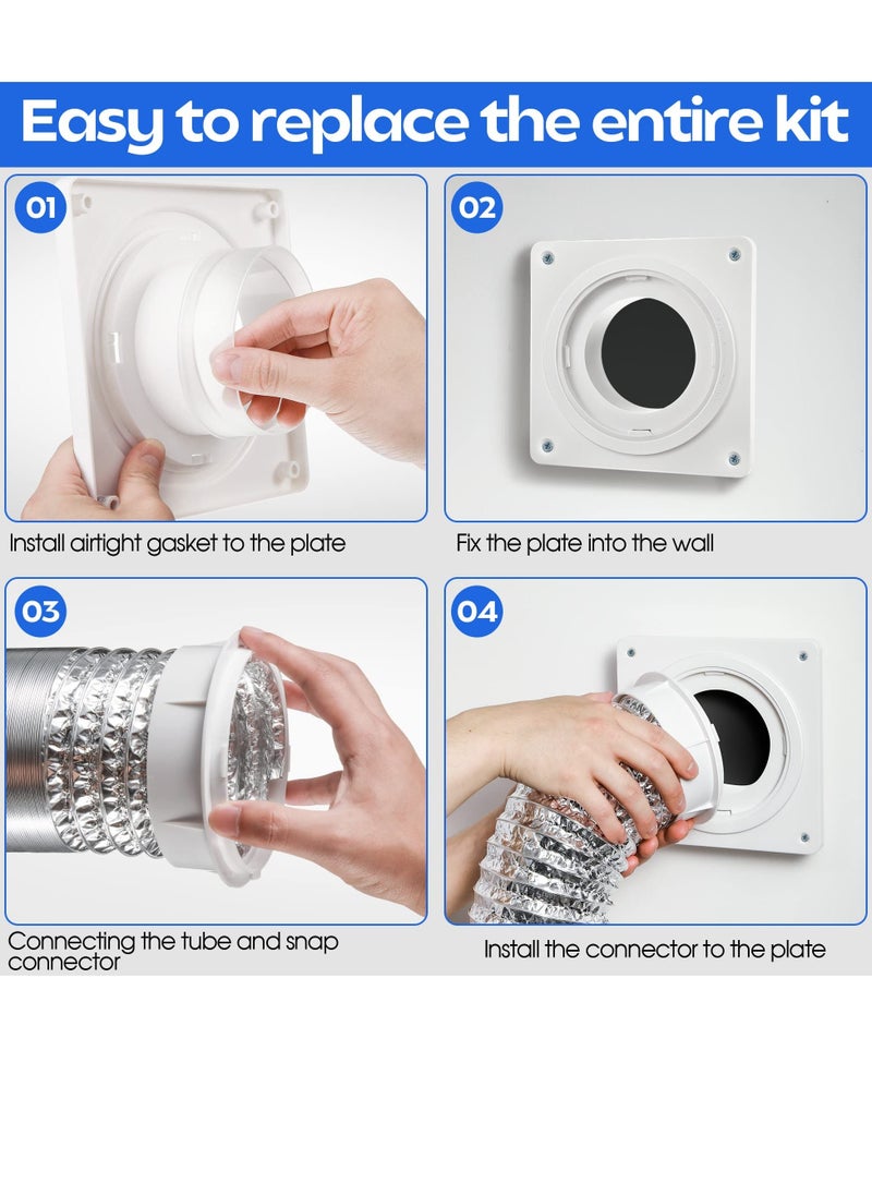 Generic - Dryer Vent Wall Plate Adapter 7x7 inch Snap to Vent Dryer Dock Connector Kit Tighter and Reliable Hose Connect Upgrade Clear Airtight Gasket Easy to Install for Cleaning and Maintenance 1 Set - Image 1