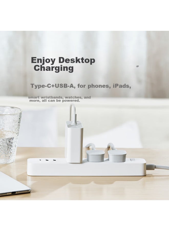 M I Xiaomi Mijia Power Strip 20w Fast Charging Version , Usb Power Strip/socket/extension Cord/power Board, Master Switch, 1.8 Meters Long, White - Image 5