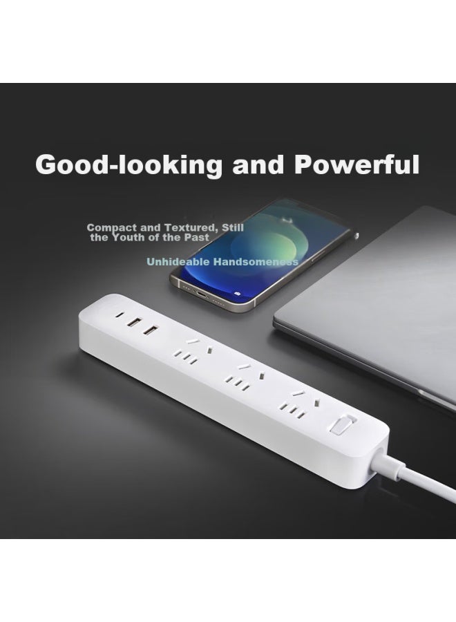 M I Xiaomi Mijia Power Strip 20w Fast Charging Version , Usb Power Strip/socket/extension Cord/power Board, Master Switch, 1.8 Meters Long, White - Image 4