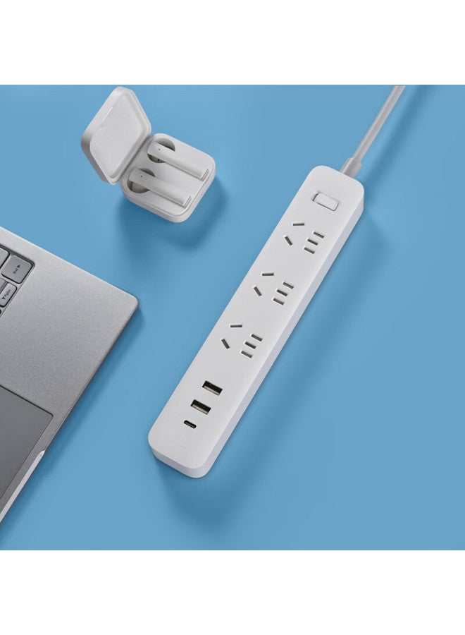 M I Xiaomi Mijia Power Strip 20w Fast Charging Version , Usb Power Strip/socket/extension Cord/power Board, Master Switch, 1.8 Meters Long, White - Image 2