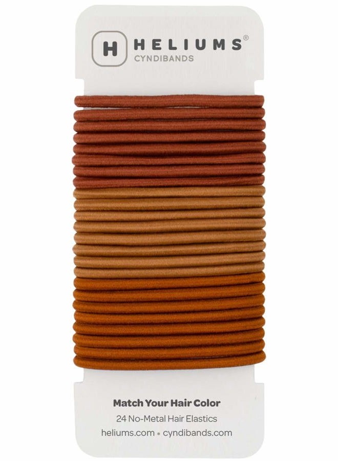 Cyndibands Hair Ties for Red Hair - No Damage Hair Elastics, 4mm Ponytail Holders for Woman - 24 Count (Redheads - Auburn, Ginger, Copper) - Image 1