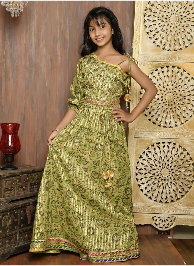 LILPICKS Lace Embellished One Shoulder Choli with Lehenga Set  - Image 3