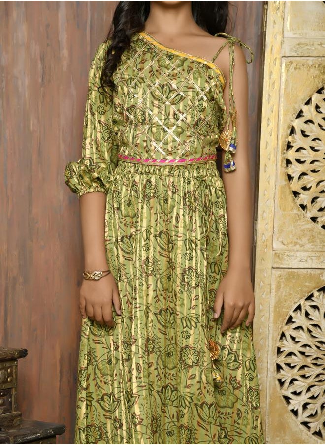 LILPICKS Lace Embellished One Shoulder Choli with Lehenga Set  - Image 5