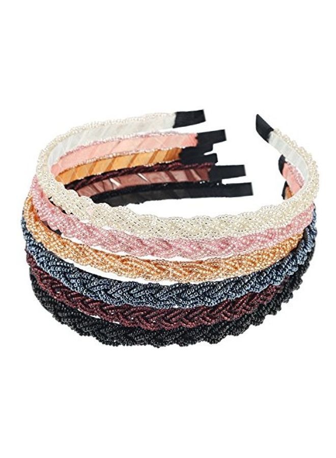 NIBEMINENT 6-Piece Beaded Hair Hoop Headband Multicolour - Image 1