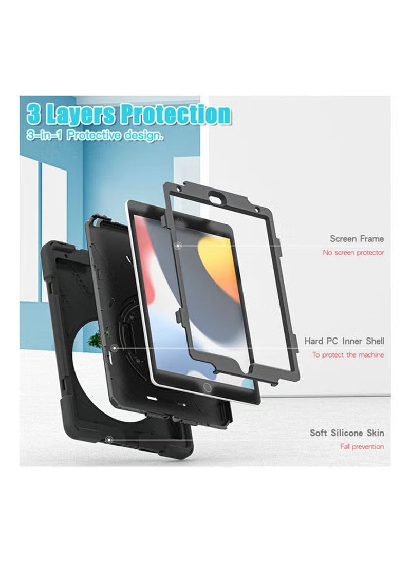 Rock Pow - Cover Case  For Case iPad 10.2 Case 2021 iPad 9th/2020 iPad 8th/2019 iPad 7th Generation Case, Rugged Heavy Duty Shockproof Rotatable Kickstand Protective Cover for 10.2" iPad 9th/8th/7th Gen - Image 1