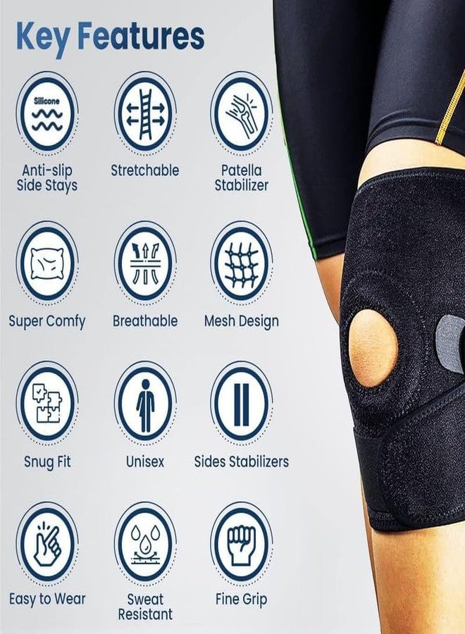 Plutoex Premium Knee Support Open Patella, Breathable Knee Cap Brace, Knee Brace, Injury Recovery, Pain Relief, Braces for Knee Pain - (2 Pcs) - Image 3