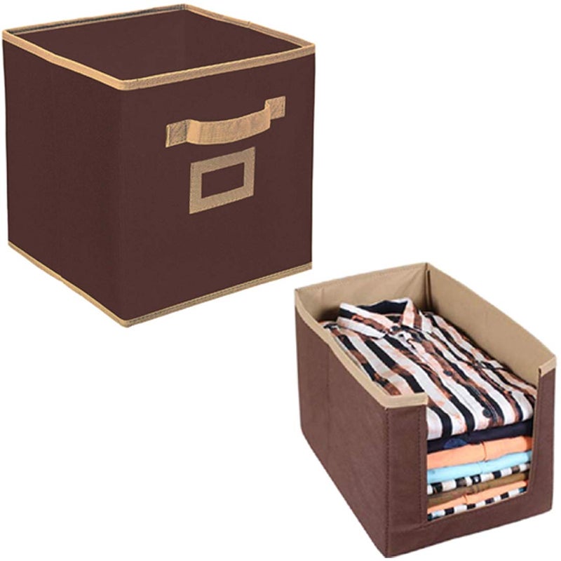 UNICRAFTS UNICRAFTS Shirt Stacker Wardrobe Organizer With for Clothes Toys Files Storage Cloth Cover Large Capacity Pack of 2 Pc Brown 1Pc Shirt Stacker 1Pc Storage Box
