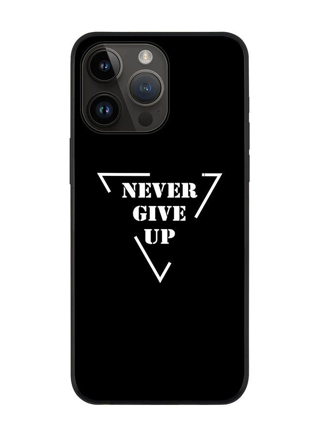 Stylizedd Rugged Black edge case for Apple iPhone 14 Pro Max Slim fit Soft Case Flexible Rubber Edges Anti Drop TPU Gel Thin Cover - Never give up - Image 1