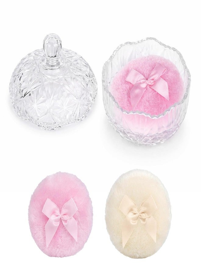 HXRYAGi 3 Pcs Large Body Powder Puff and Container Crystal Clear Powder Container with Puff Soft Reusable Velour Body Glitter Wet Dry Makeup - Image 1