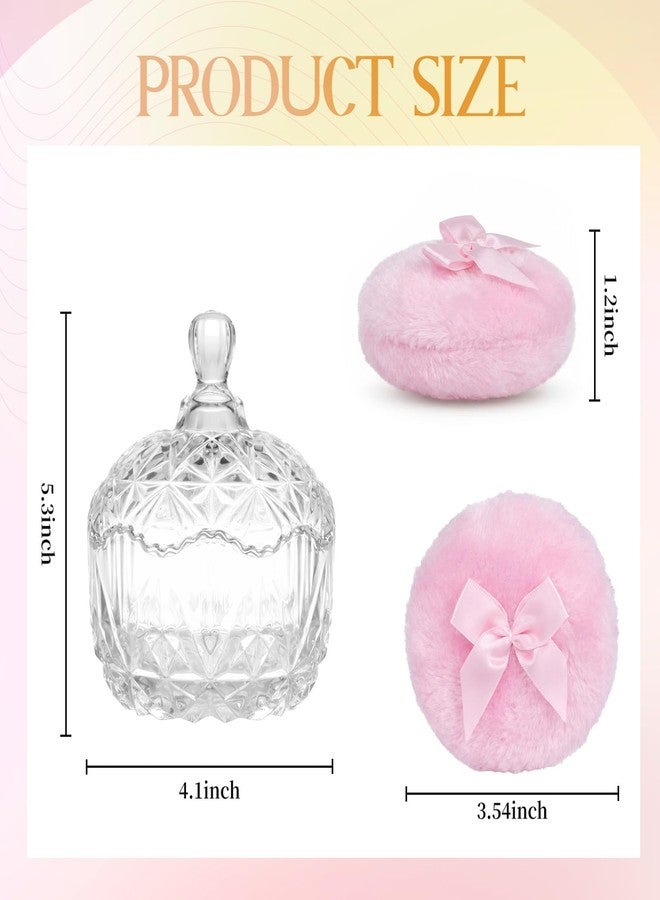 HXRYAGi 3 Pcs Large Body Powder Puff and Container Crystal Clear Powder Container with Puff Soft Reusable Velour Body Glitter Wet Dry Makeup - Image 2