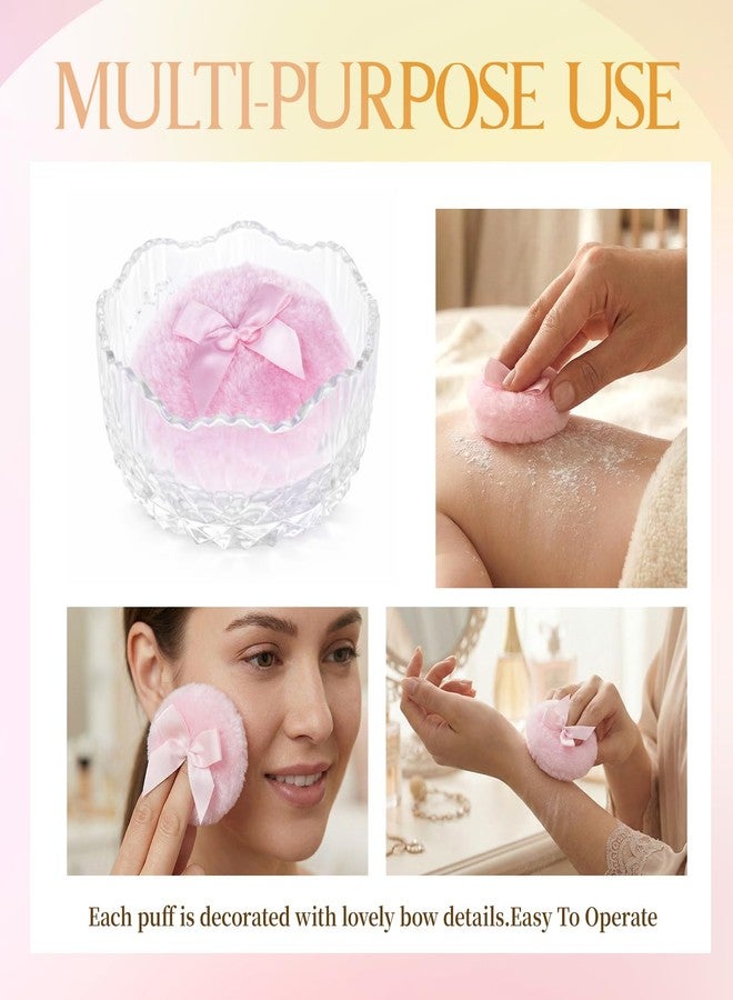 HXRYAGi 3 Pcs Large Body Powder Puff and Container Crystal Clear Powder Container with Puff Soft Reusable Velour Body Glitter Wet Dry Makeup - Image 4