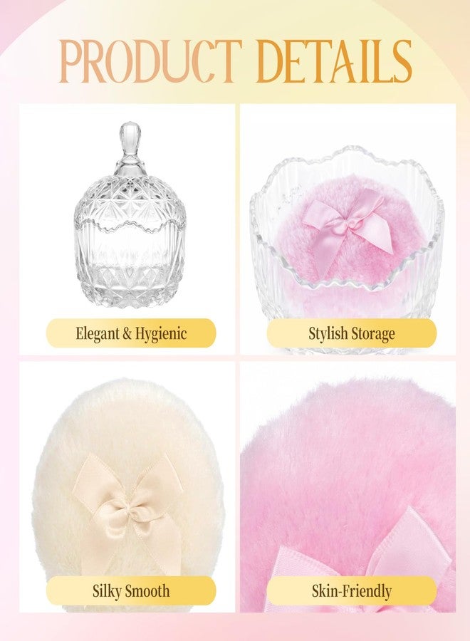 HXRYAGi 3 Pcs Large Body Powder Puff and Container Crystal Clear Powder Container with Puff Soft Reusable Velour Body Glitter Wet Dry Makeup - Image 3