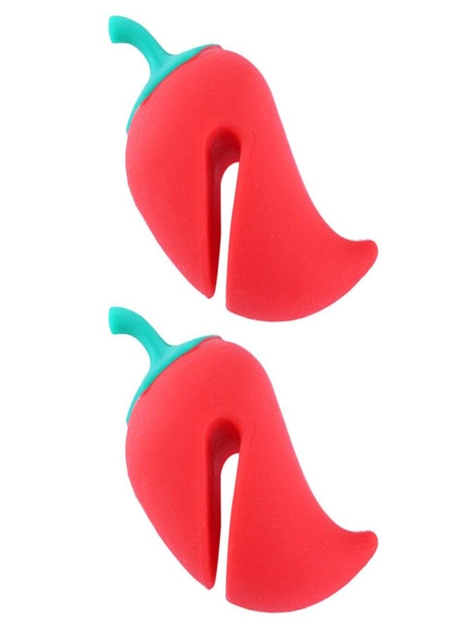 Hemoton Silicone Pot Lid Lifter Steam Release Set of 2 Pepper Shaped Pot Lid Holder for Boil over Control Cover Holder for Stovetop Kettle Soup Kitchen Tool - Image 1