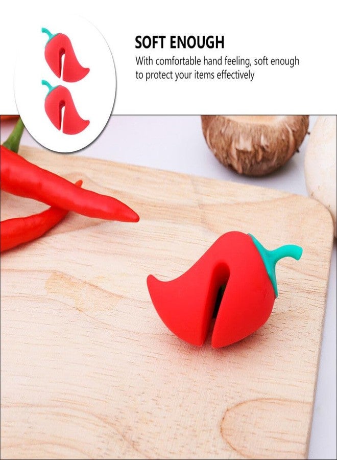 Hemoton Silicone Pot Lid Lifter Steam Release Set of 2 Pepper Shaped Pot Lid Holder for Boil over Control Cover Holder for Stovetop Kettle Soup Kitchen Tool - Image 3